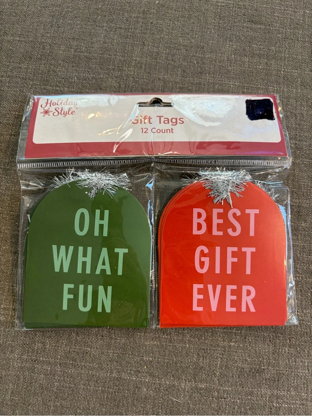 Holiday Style Christmas Gift Tags 24 Count Assorted Foil & Tinsel New